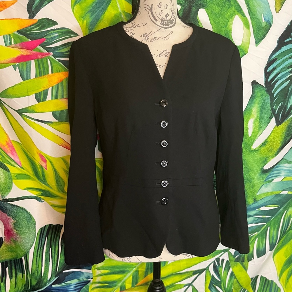 Y2K Talbots Black 6-Button Office Wool Classic Preppy Spring NYC Suit Jacket